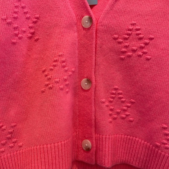 NWT Loft Petites Bright Pink Star Cardigan Women’s Size Medium Petite - Picture 4 of 8